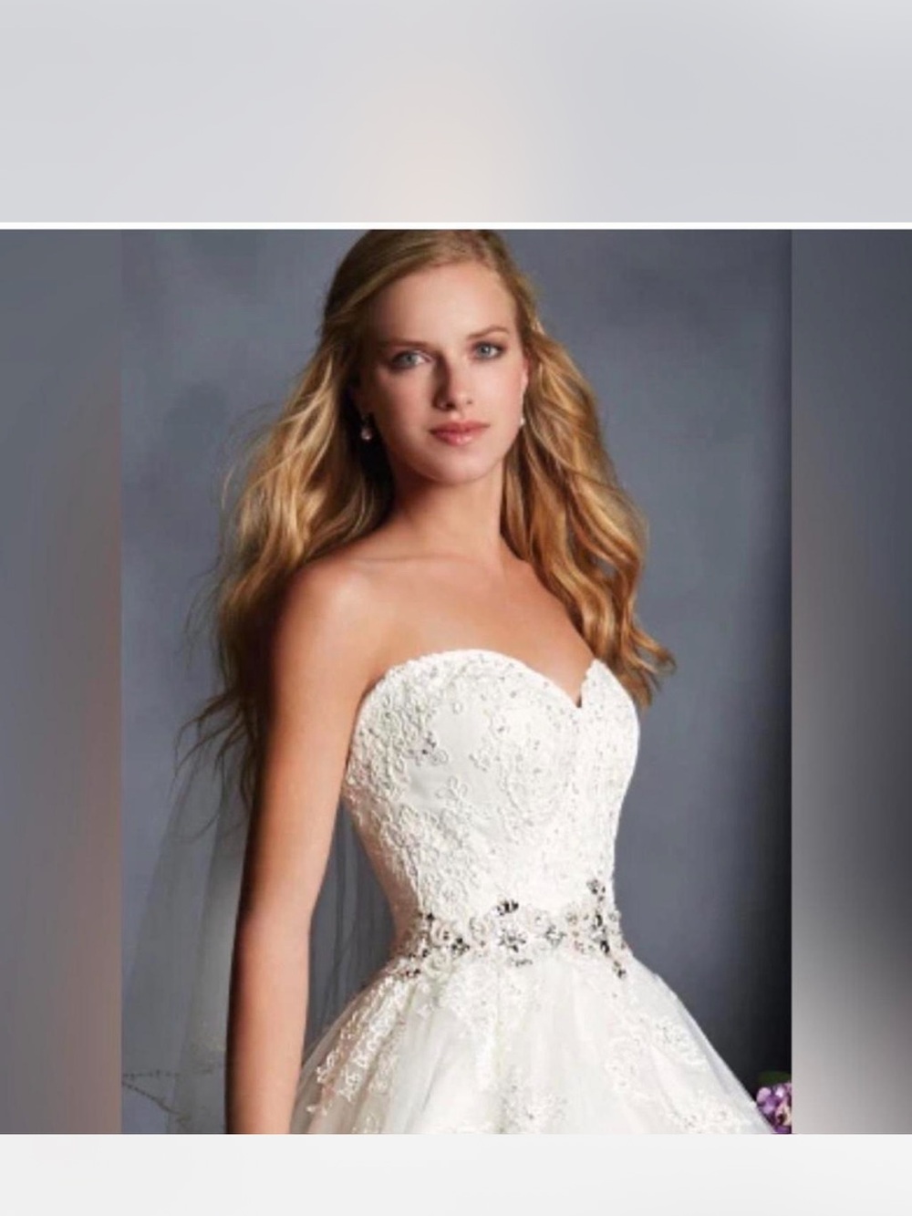 Strapless White Ball Gown Wedding Dress - Picture 3 of 7
